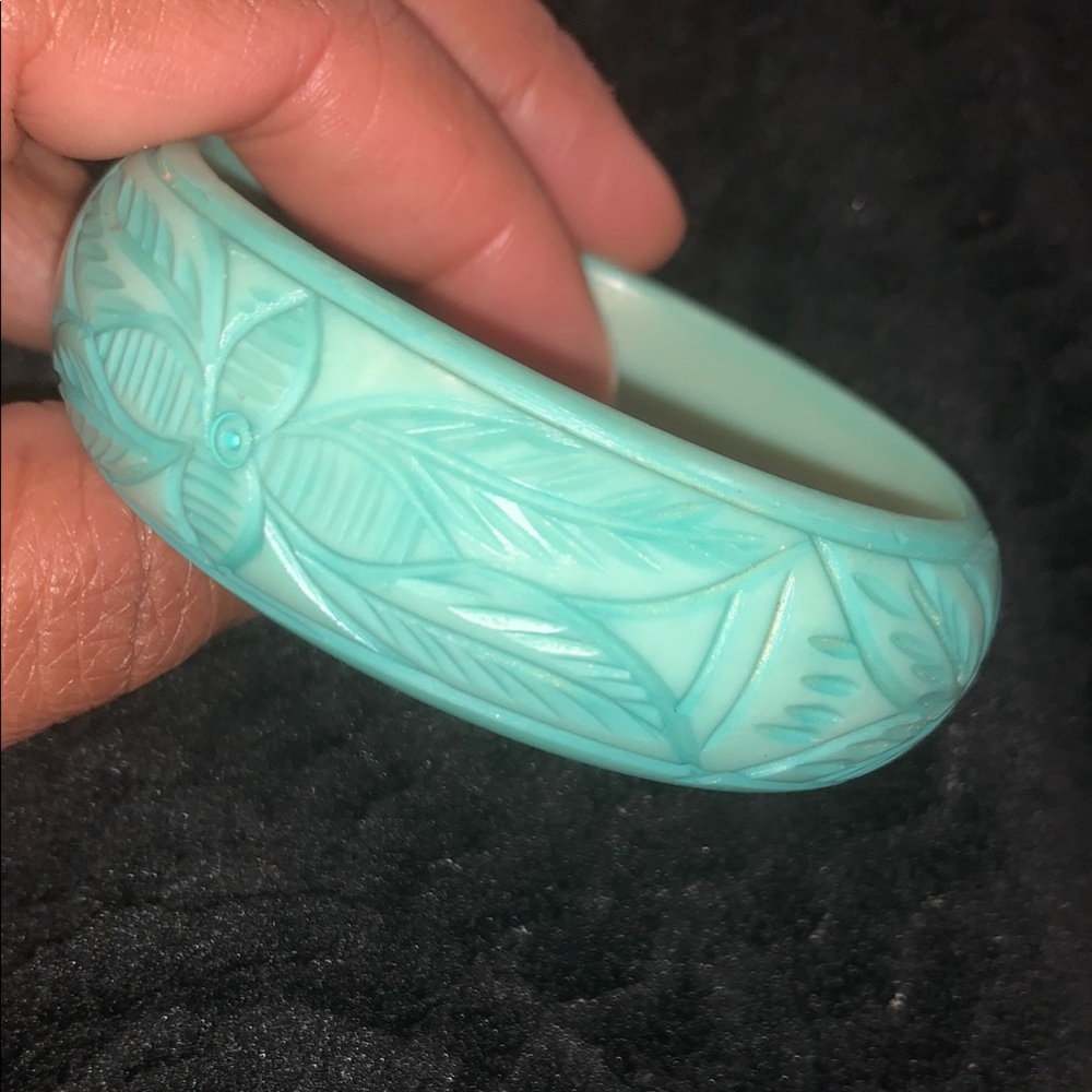 Turquoise Carved Bangle Bracelet